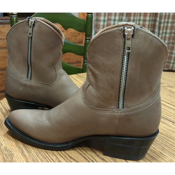 Women\'s Alvies The Rainey Gray Leather Cowgirl Ankle Boots‎ Size 8.5 B